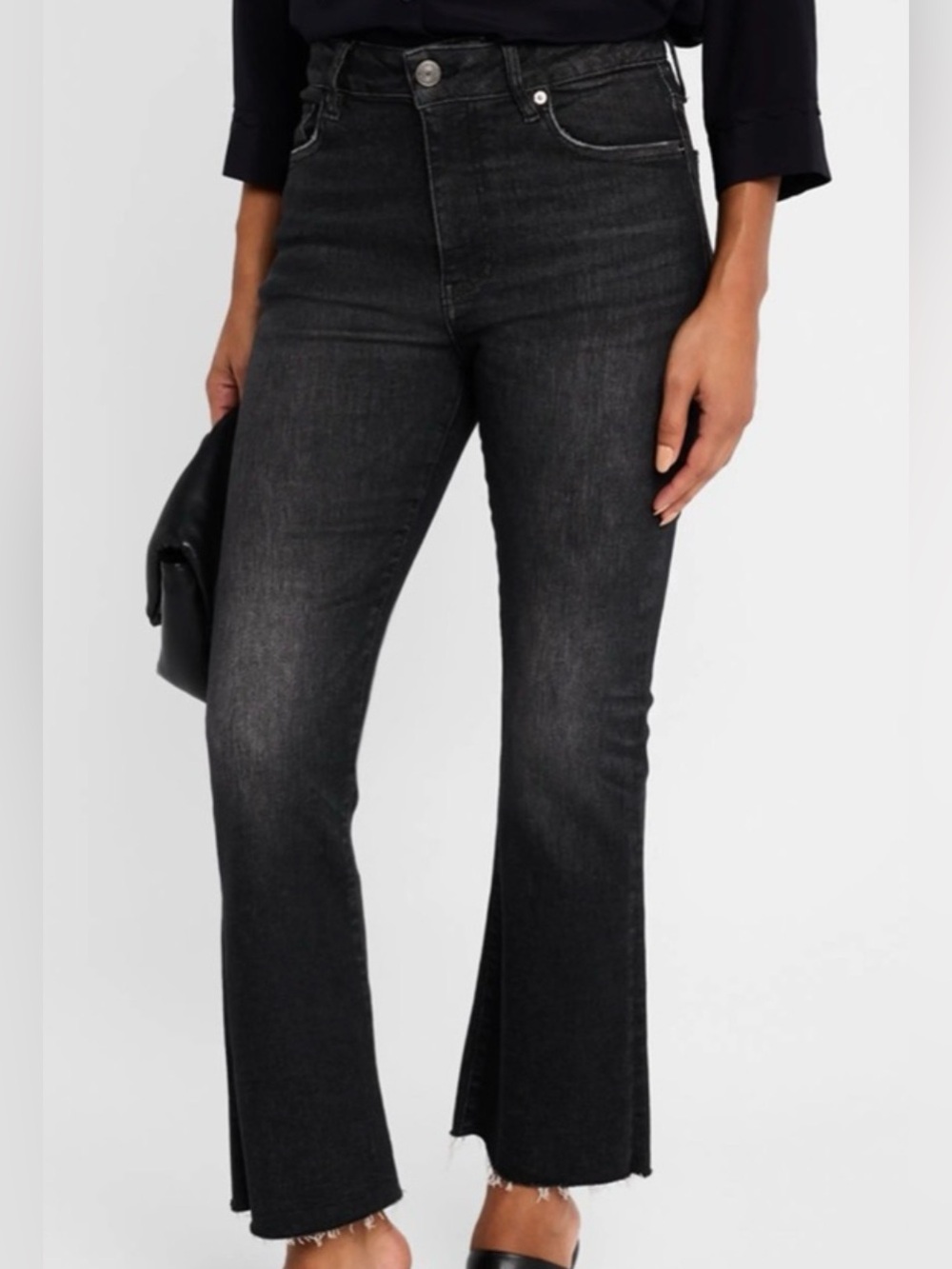 FRAME Le Crop Mini Boot Raw Edge Black Jeans Sz 29